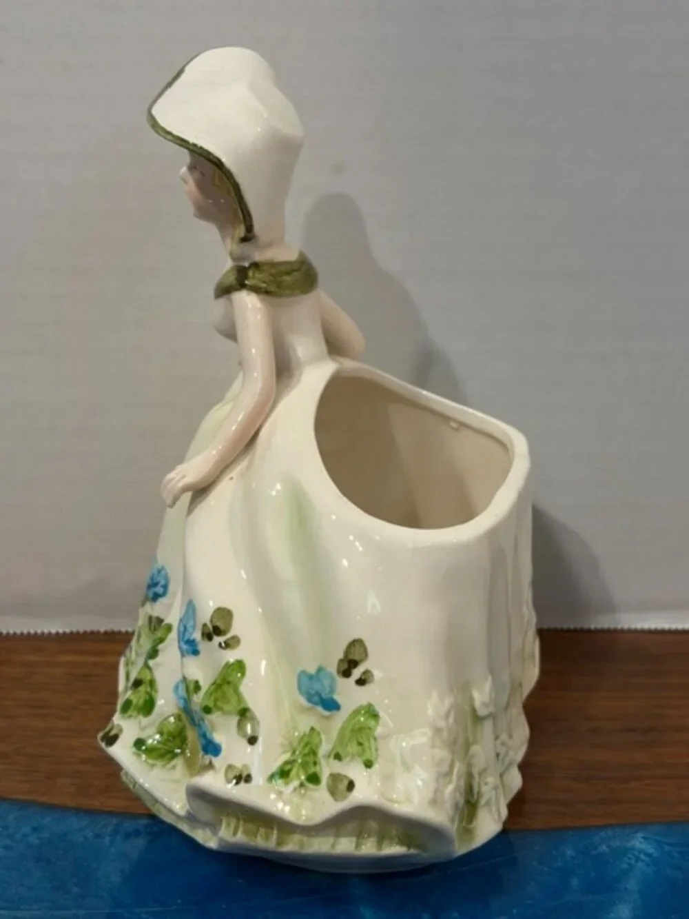 Relpo 5940 Lady with Green and Blue Dress Planter Vase